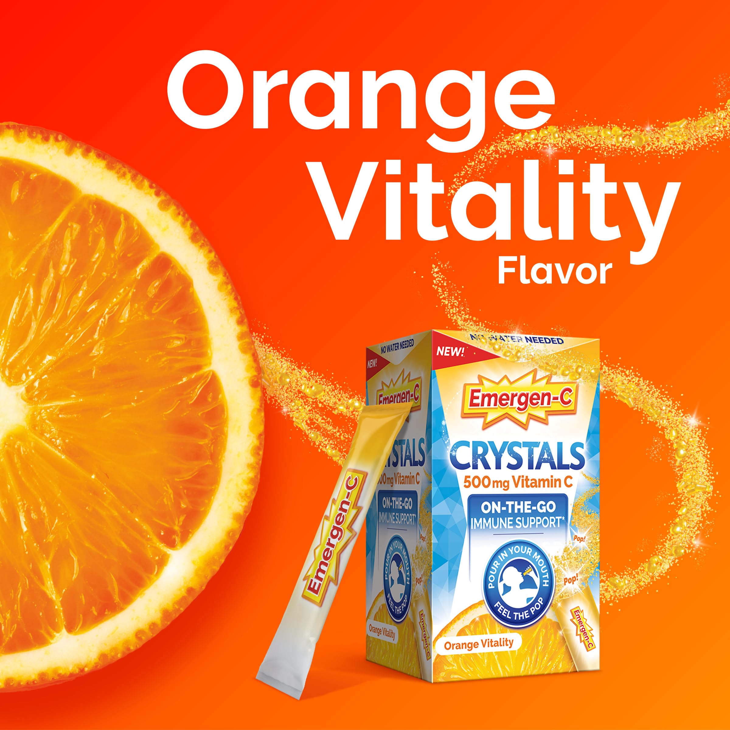 Emergen-C Vitamin C 500mg, Immune Support Crystals, Orange, 56 Packets | High Potency Vitamin C, B Vitamins for Energy, Zinc and Manganese, No Water Needed, Easy Pouch Format