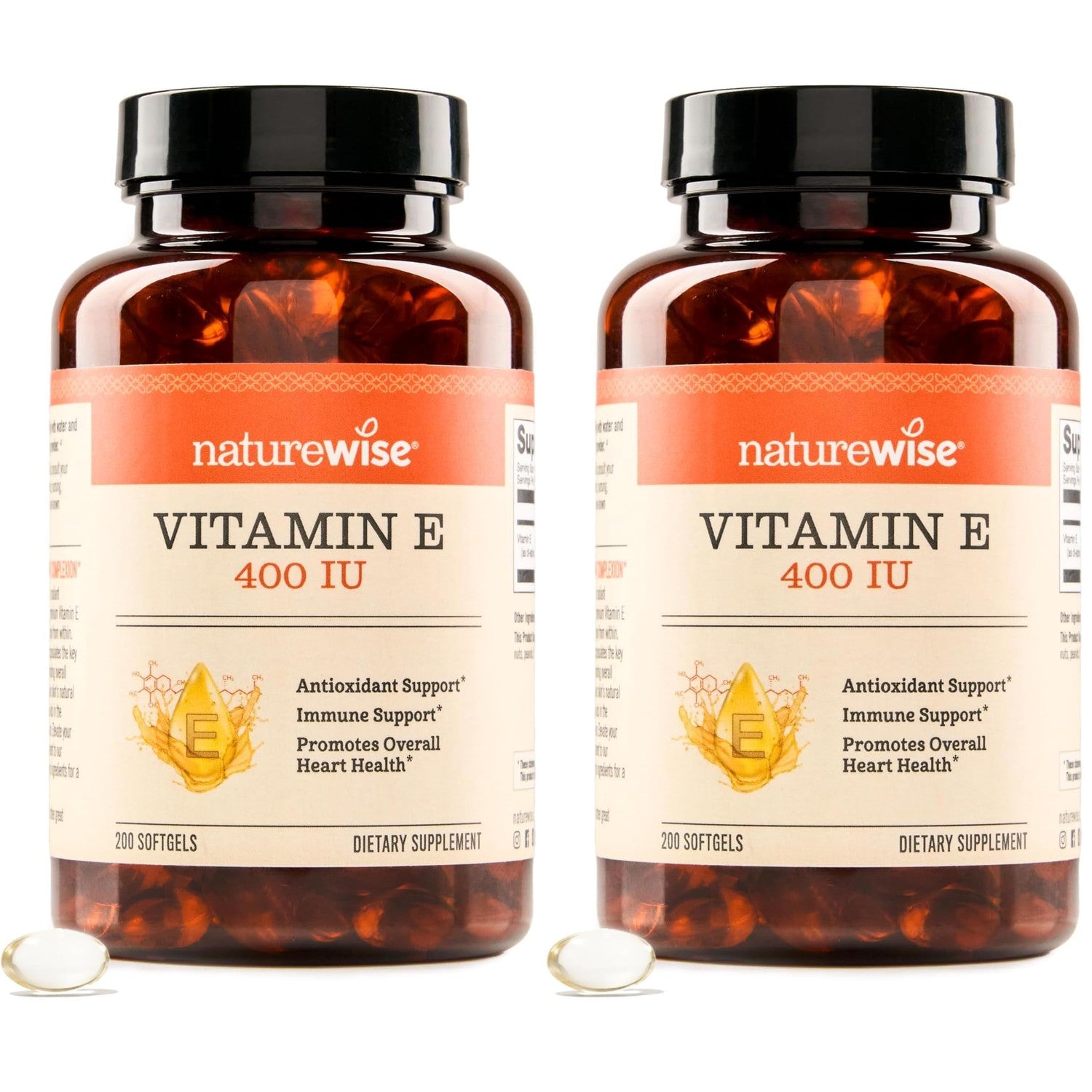 NatureWise Vitamin E 400 IU Softgels (180mg DL-Alpha) - Dairy, Gluten & Soy Free - Non-GMO Antioxidant-Rich Dietary Supplement for Skin, Heart, and Immune Health Support - 4-Month Supply, 120 Count