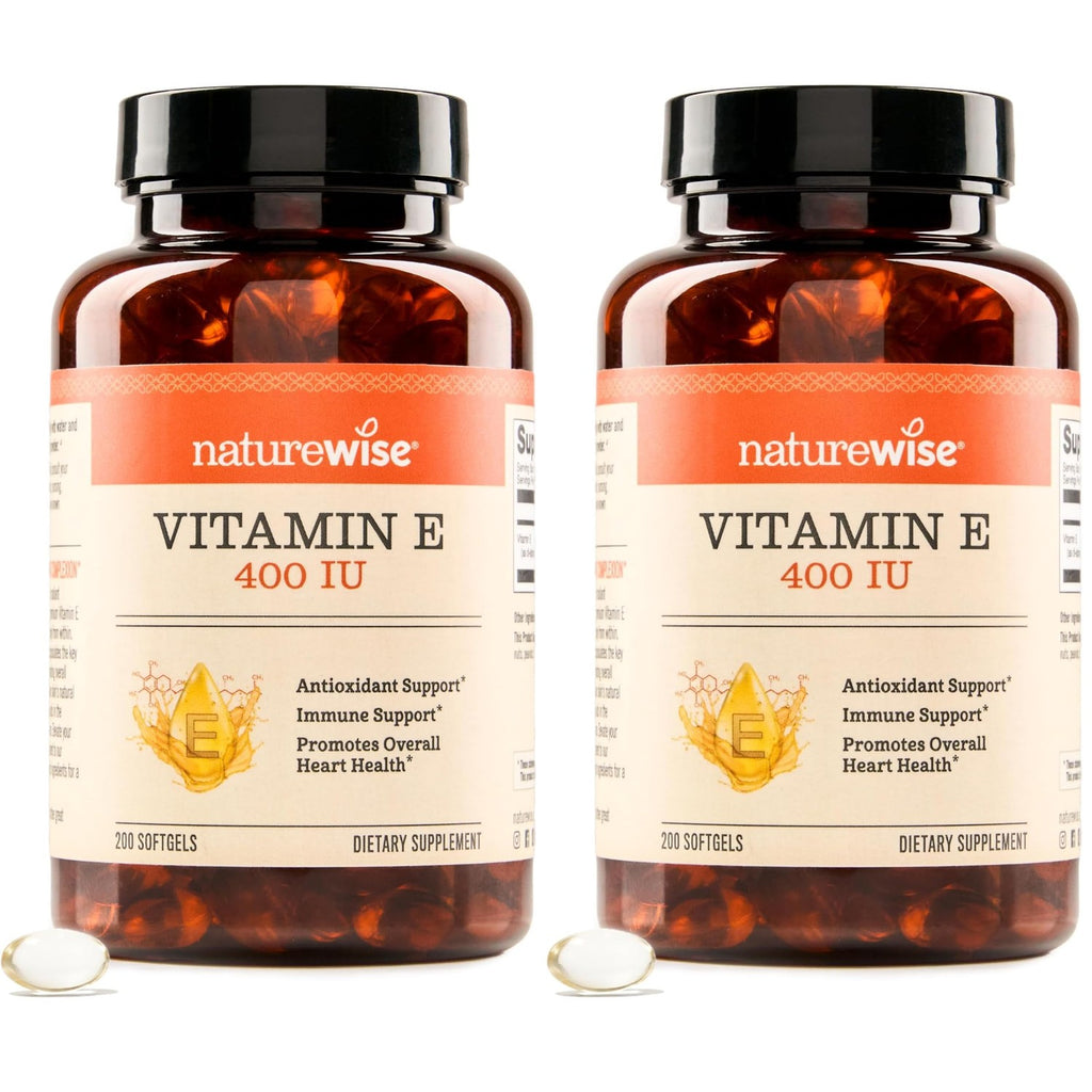 NatureWise Vitamin E 400 IU Softgels (180mg DL-Alpha) - Dairy, Gluten & Soy Free - Non-GMO Antioxidant-Rich Dietary Supplement for Skin, Heart, and Immune Health Support - 4-Month Supply, 120 Count