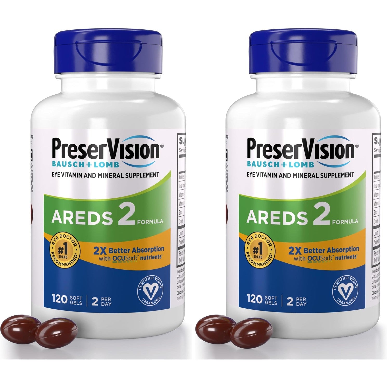PreserVision AREDS 2 Eye Vitamins OCUSorb Formula, 120 Softgels | Lutein & zeaxanthin, macular support* Vitamins, vegan soft gels, Vitamin C, E, Zinc, Copper, eye health for adults