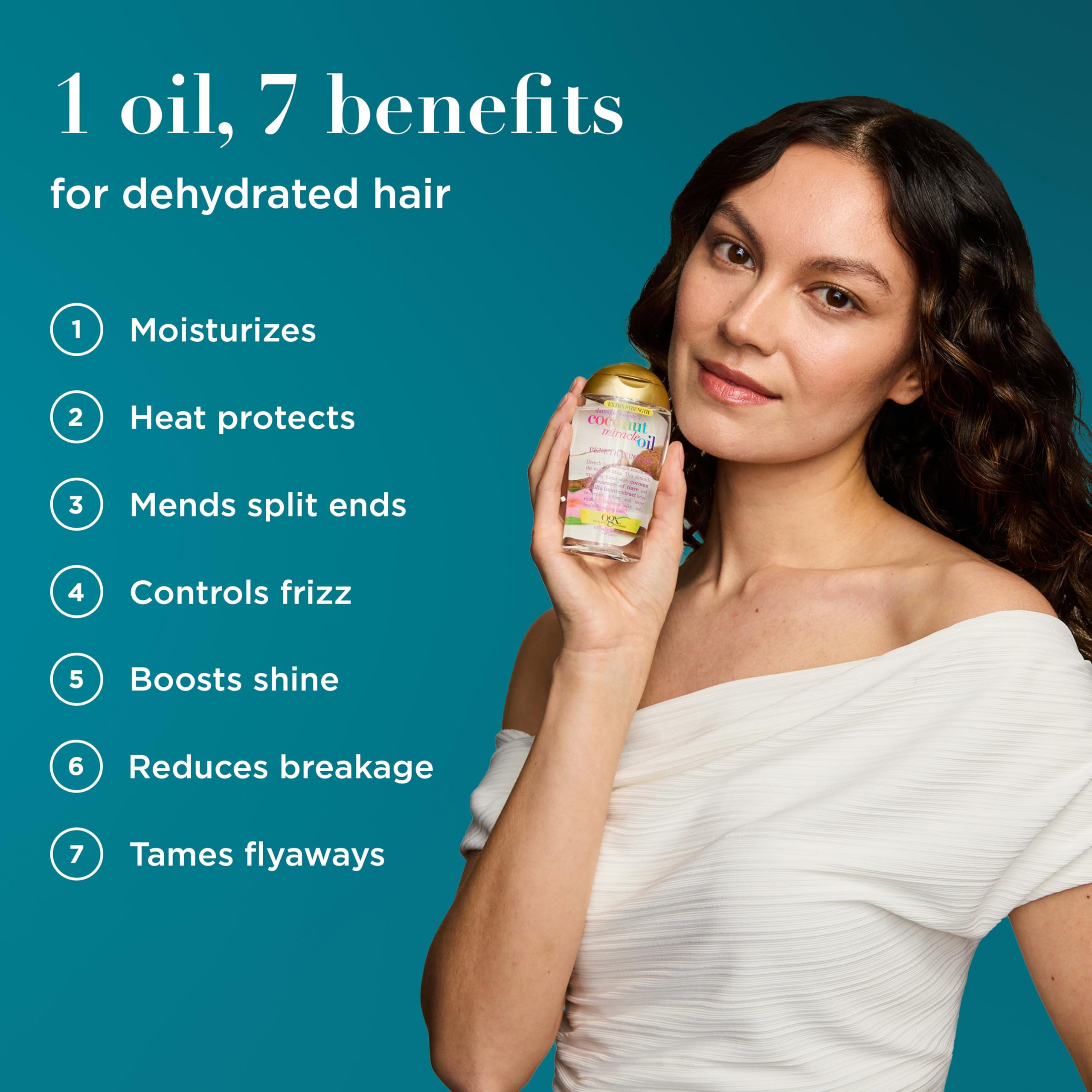 OGX Extra Strength Damage Remedy + Coconut Miracle Hair Oil, 3.3 fl. oz | Penetrating Hair Oil, Extra Hydrating Anti-Frizz, For Coarse, Dry Hair, Paraben-Free