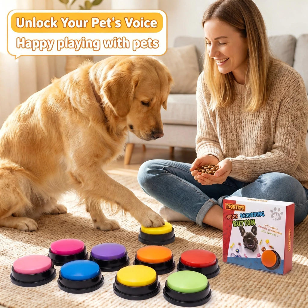 8 Color Voice Recording Button, Dog Buttons for Communication Pet Training Buzzer, 30 Second Record & Playback, Funny Gift for Study Office Home - 8 Color Packs