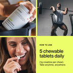 Momentous Creatine Monohydrate Chews, 5g per Serving, Lemon Lime | Supports Lean Muscle, Strength, & Recovery, Chewable Tablets, NSF Certified for Sport, Non-GMO & Gluten-Free (30 Servings)