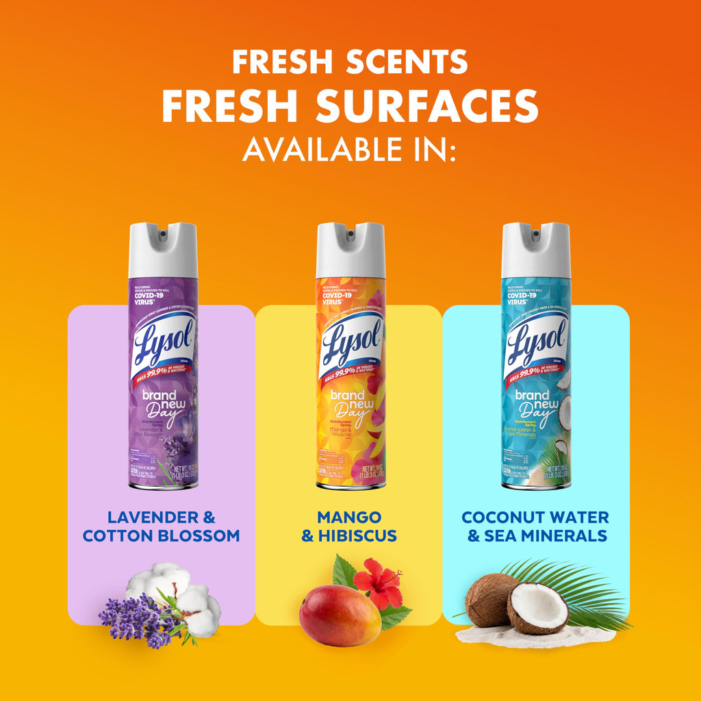 Lysol Disinfectant Spray, Sanitizer, Crisp Linen & Mango, 19 oz, 3 Pack