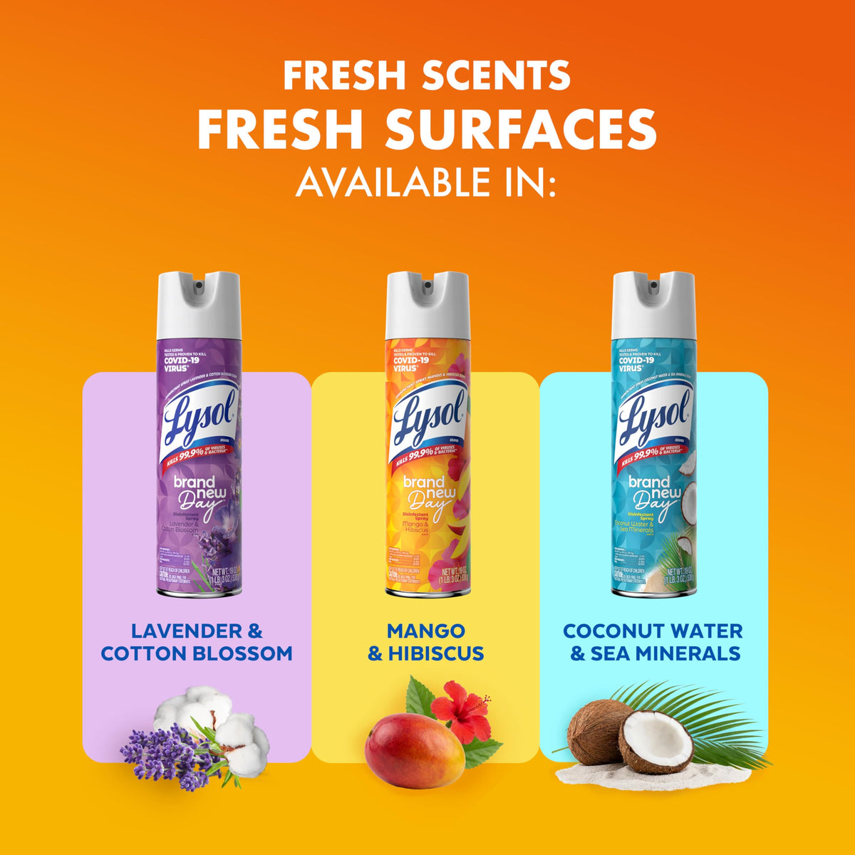 Lysol Disinfectant Spray, Sanitizer, Crisp Linen & Mango, 19 oz, 3 Pack