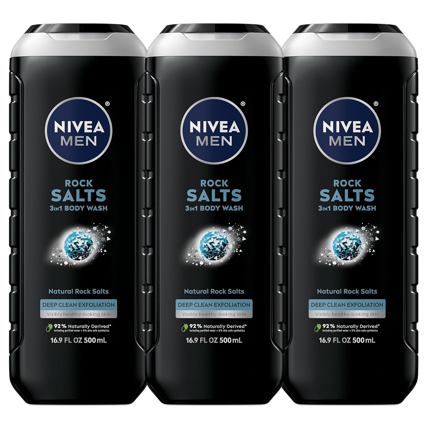 Buy now NIVEA Men Active Clean Body Wash with Natural Charcoal for Normal to Oily Skin, 3-in-1 Charcoal Body Wash, Face and Hair, Draws Out Dirt and Impurities, 16.9 Fl Oz Bottle, Pack of 3 16.9 Fl Oz (Pack of 3) 16.9 Ounce (Pack of 3) at indiglob india