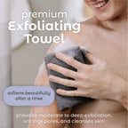 MainBasics Japanese Deep Exfoliating Shower Towel, 3 Pack, Black Ice | Japanese Nylon, Body Washcloth, Textured for Effective Exfoliation, Quick-Dry, Durable, Helps Reveal Smoother Skin