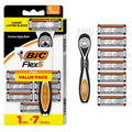 BIC Flex 5 Men's Refillable 5-Blade Razors with 7 Cartridges | Lubricating Strip with Aloe and Vitamin E, Pivoting Head, Precision Edging Blade, 8-Piece Shaving Kit