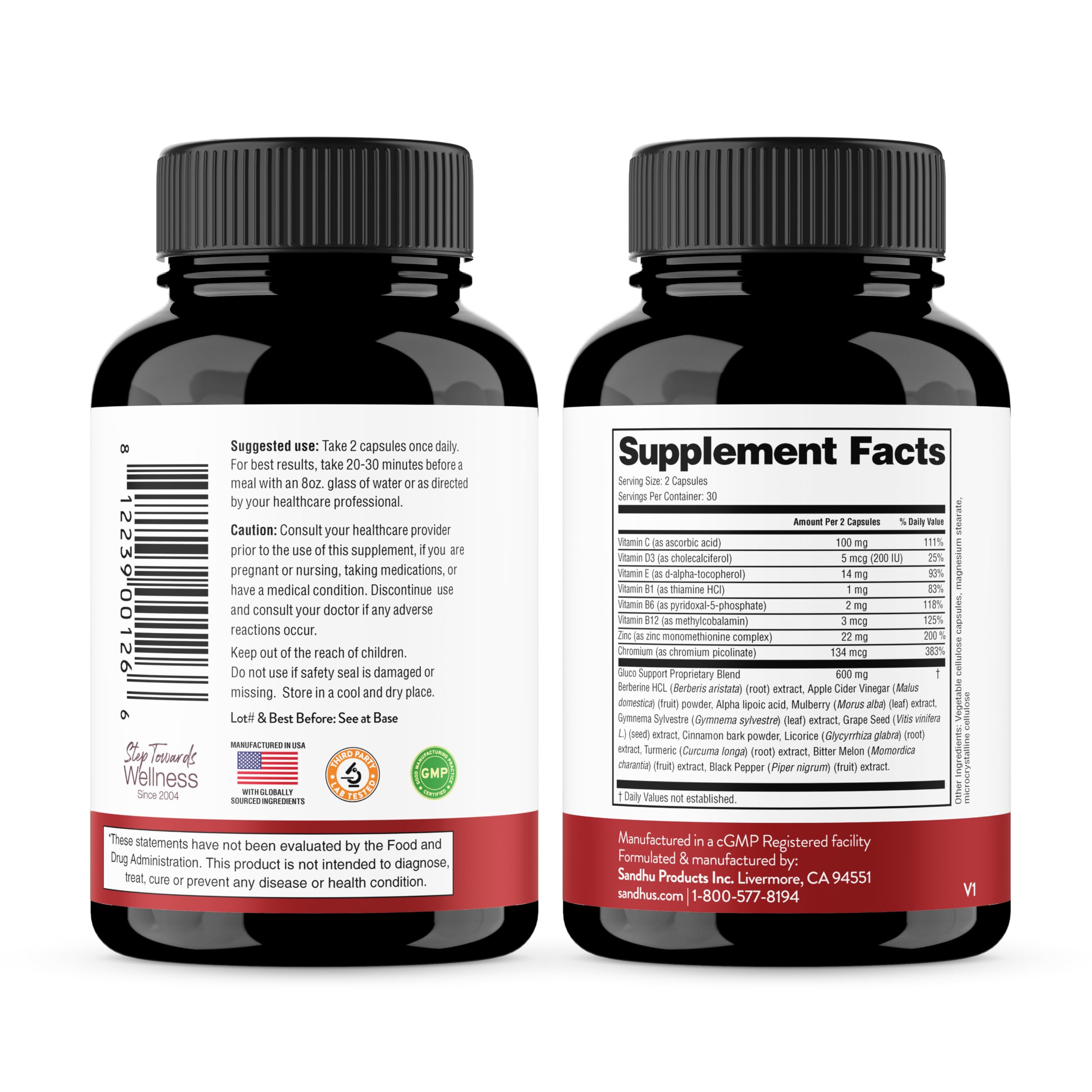 Sangluco Berberine Ceylon Cinnamon Chromium Turmeric Apple Cider Vinegar Bitter Melon Supplement | Supports Healthy Levels Already Within Normal Range | 180 Capsules