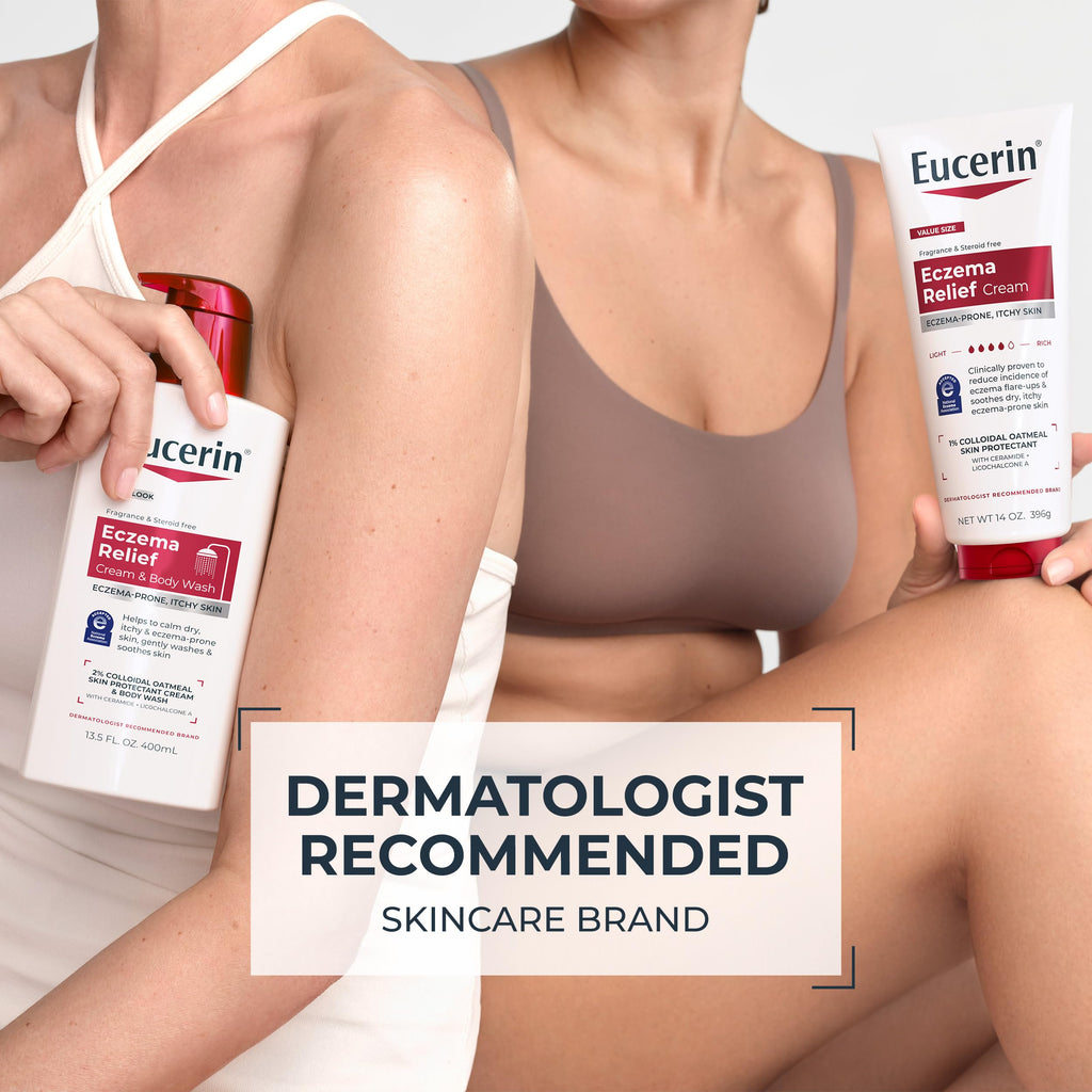 Eucerin Eczema Relief Cream and Body Wash, 13.5 FL OZ | Eczema Relief Body Wash with Colloidal Oatmeal, Calms Dry, Itchy, Eczema-Prone Skin, Soap, Fragrance and Steroid Free