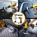 Buy now Hiware 4 Pcs Drill Brush Car Detailing Kit with Extend Attachment, Soft Bristle Power Scrubber Brush Set for Cleaning Car, Boat, Seat, Carpet, Upholstery and Shower Door - White at indiglob india