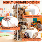 Stuffed Animal Storage Organizer, 58" Extra Large Zoo Cage for 80+ Plushies, Upgraded Quick-Lock Vertical Toy Holder for Kids Room & Playroom (White)