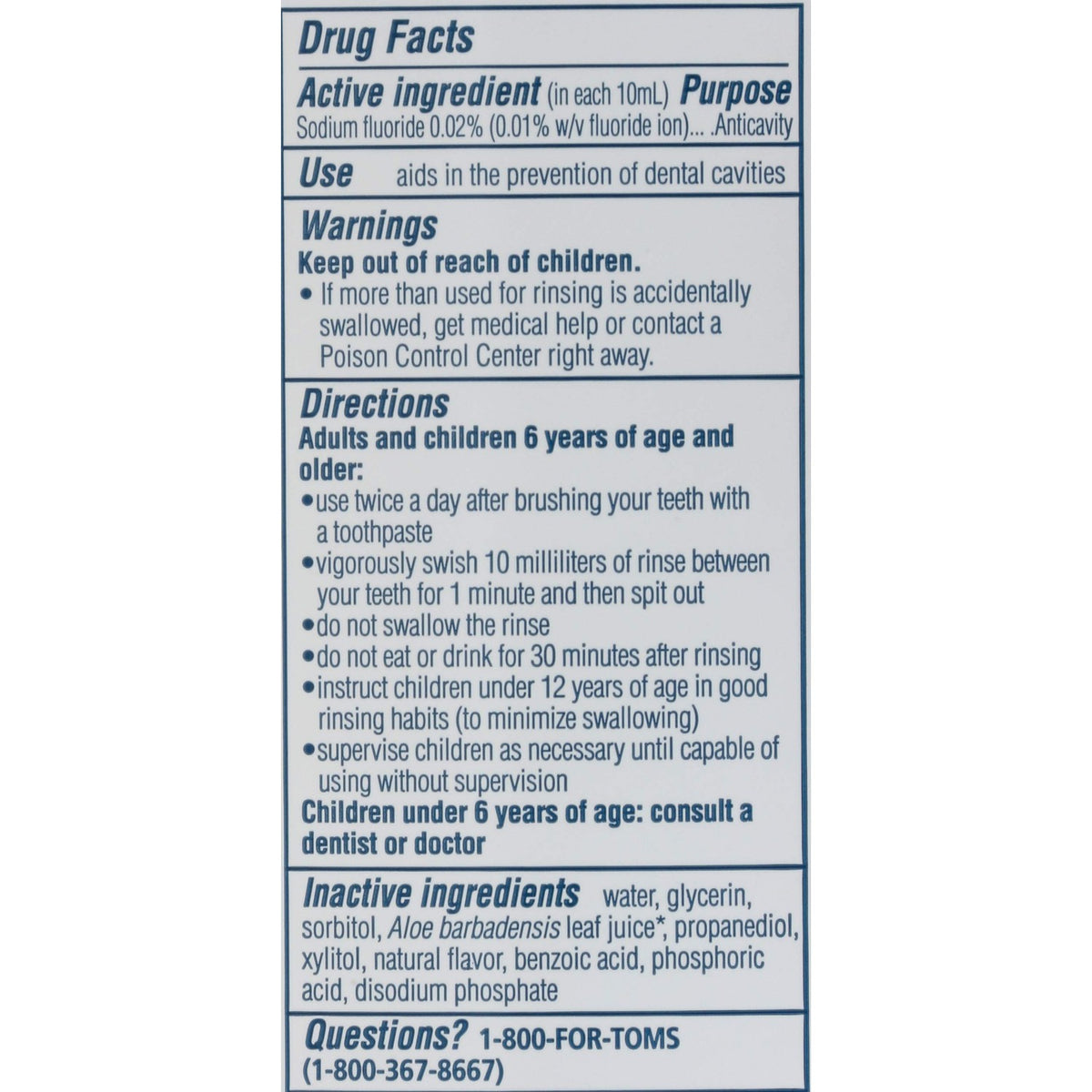 Tom's of Maine, Whole Care Natural Mouthwash - Fresh Mint, 16 Ounce