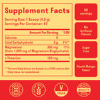 Magnesium Glycinate Powder + L Theanine, 60 Servings, 300mg, Peach Mango | Support Restful Sleep & Relaxation, Sugar-Free High Absorption Magnesium Powder, Calming Drink Mix, Chelated Magnesium Powder