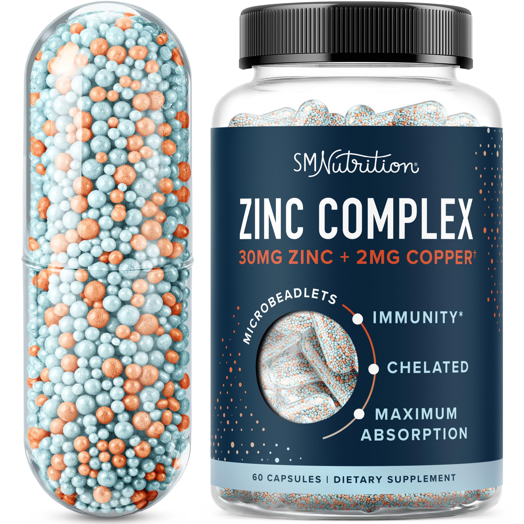 Chelated Zinc Supplements, Zinc Glycinate 30mg, Highly-Absorbable, Non-GMO | TRAACS Chelated Bisglycinate Vitamin B6 & BioPerine, Immune Acne & Energy Support, Gluten-Free, 120 Capsules (4 Month Supply)