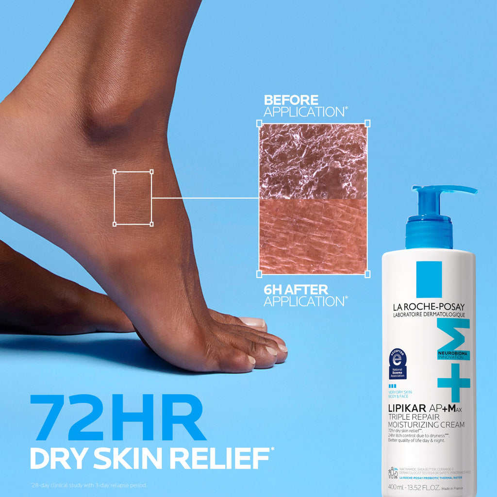 La Roche-Posay Lipikar AP+MAX Triple Repair Moisturizing Body Cream | Face & Body Lotion for Dry Skin with Shea Butter & Niacinamide | Gentle Moisturizer for Very Dry, Rough & Sensitive Skin