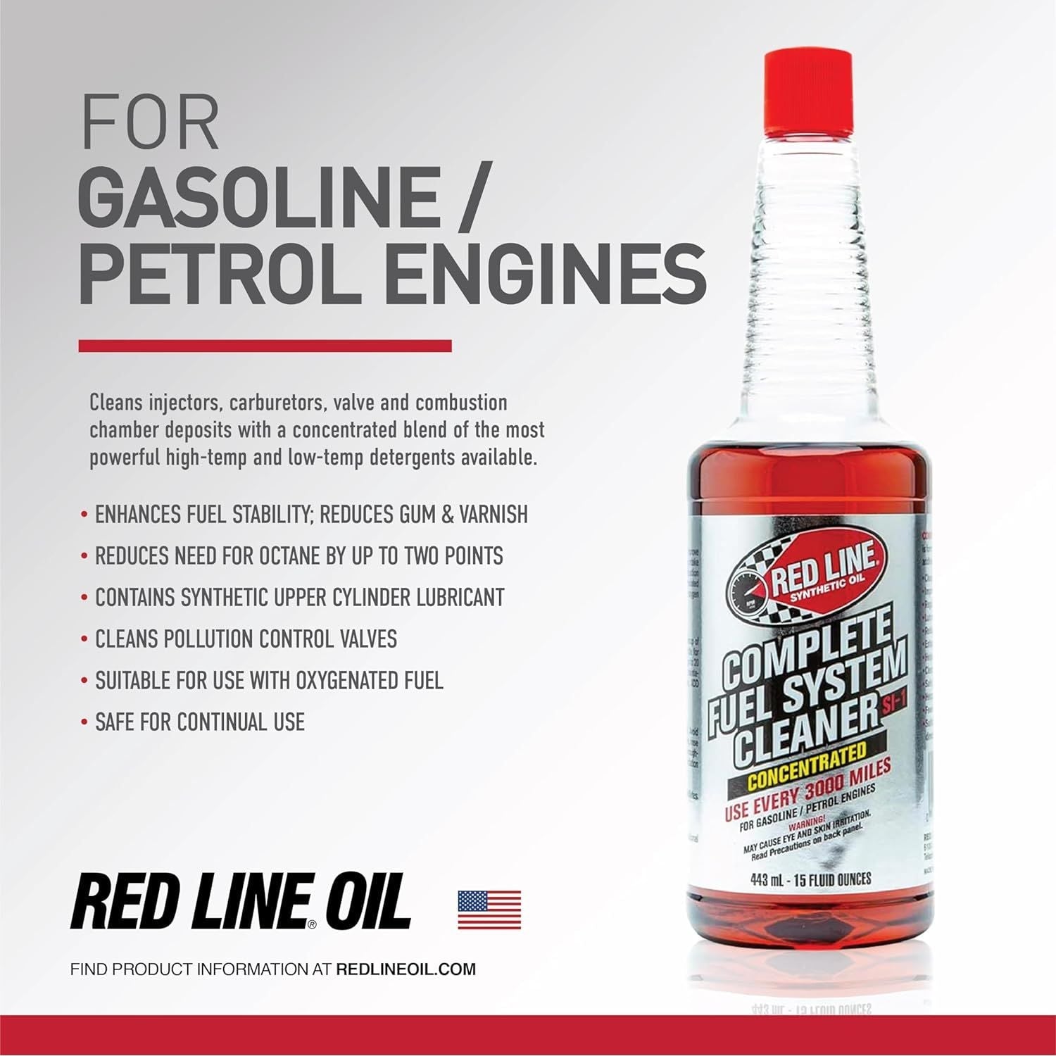 Buy now Red Line 60103 SI-1 Complete Fuel System Cleaner, Cleans and Prevents Corrosion in Fuel Systems, Cleans Injectors, Carburetors, Valve and Combustion Chamber Deposits - 15 Ounce at indiglob india