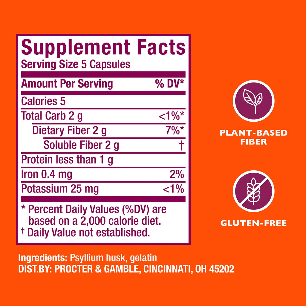 Metamucil, Psyllium Husk GLP-1 Friendly Fiber Capsules, 300 Capsules, 3-in-1 Fiber Supplement, Daily Psyllium Husk Fiber Capsules Help Support Digestive Health by Promoting Regularity*