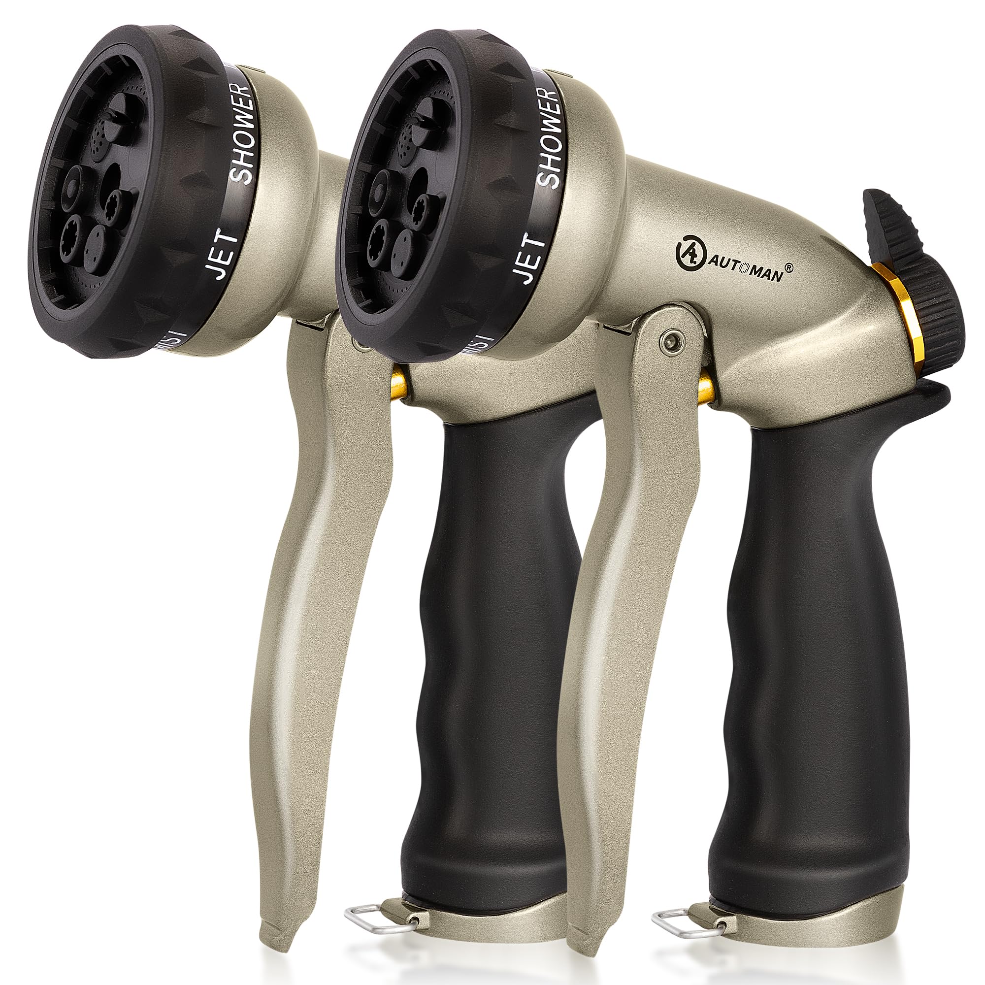 Buy now AUTOMAN-Garden-Hose-Nozzle, ABS Water Spray Nozzle with 7 Adjustable Watering Patterns, Slip Resistant for Watering Plants, Lawn& Garden, Washing Cars, Cleaning, Showering Pets & Outdoor Fun. Metalic Sand ×2 at indiglob india