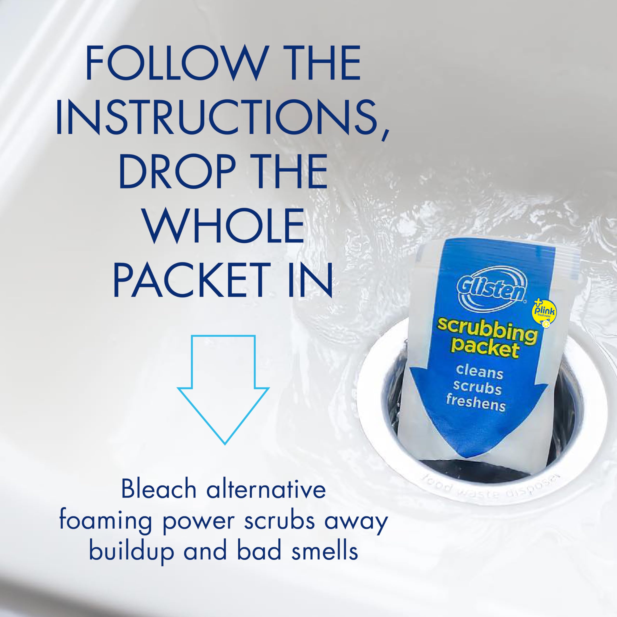 Buy now Glisten Garbage Disposer Cleaner and Freshener, Sink Disposal Odor Eliminator with Foaming Action, Lemon Scent, Made in the USA, 4 Packets at indiglob india