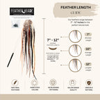 Authentic 21 Natural Color Hair Extensions, 9"-14", made from 100% real feathers with a salon-grade quality.