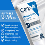 CeraVe Moisturizing Cream, Face Moisturizer & Body Cream, Skin care, 19oz | Hyaluronic Acid For Instant Hydration, Skin Barrier Repair, Ceramide Moisturizer, Fragrance Free, Non-Comedogenic, Daily Use