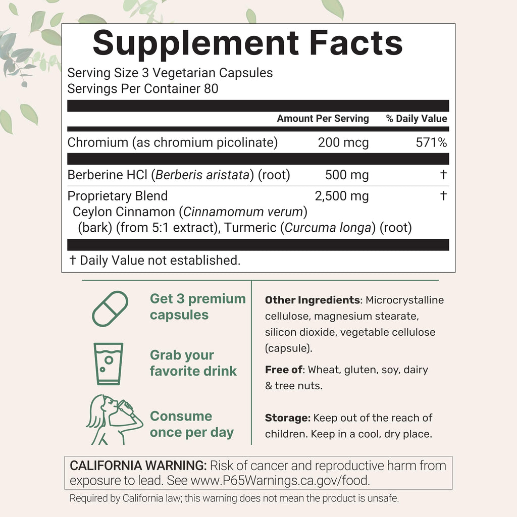 Micro Ingredients Berberine with Ceylon Cinnamon, 240 Veggie Capsules | High Absorption Berberine HCI Supplement + Turmeric Root & Cinnamon Bark Extract | Non-GMO, Gluten Free