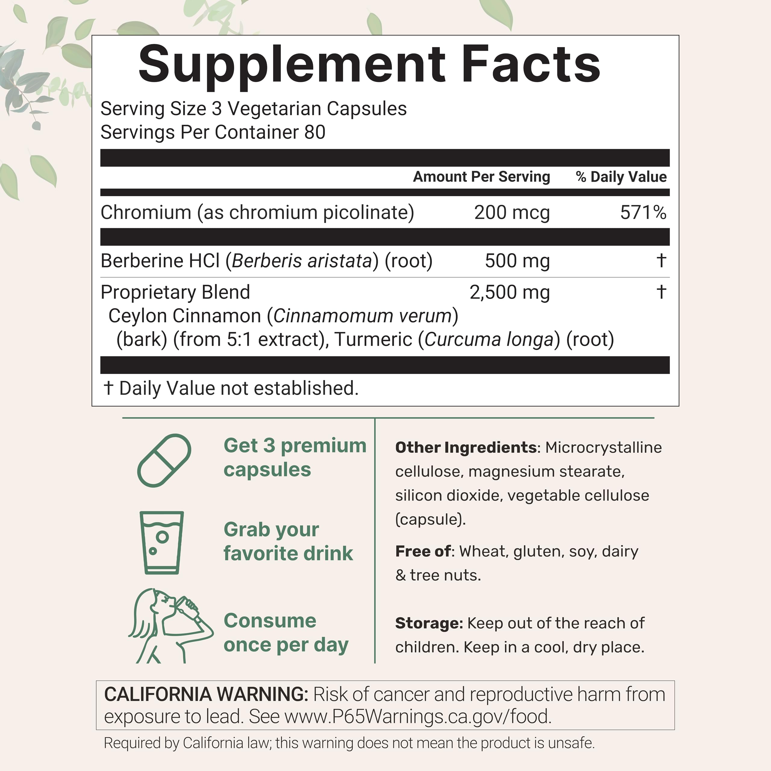 Micro Ingredients Berberine with Ceylon Cinnamon, 240 Veggie Capsules | High Absorption Berberine HCI Supplement + Turmeric Root & Cinnamon Bark Extract | Non-GMO, Gluten Free
