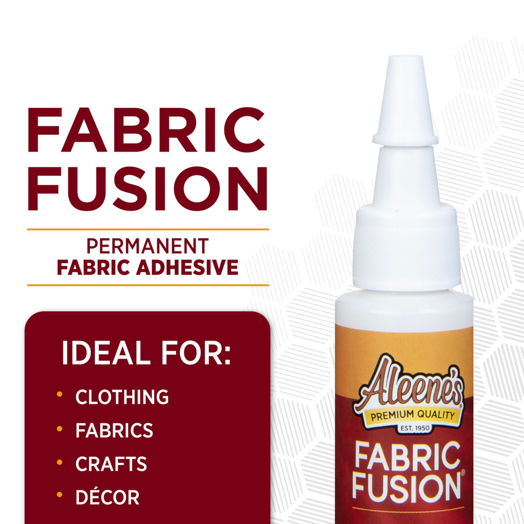 Aleene's Fabric Fusion Glue .66 oz 3-Pack, Permanent and Washable Adhesive, Dries Flexible, Strong Bond on Fabrics, Clothing, Denim, Polyester, Cotton, Flannel Materials
