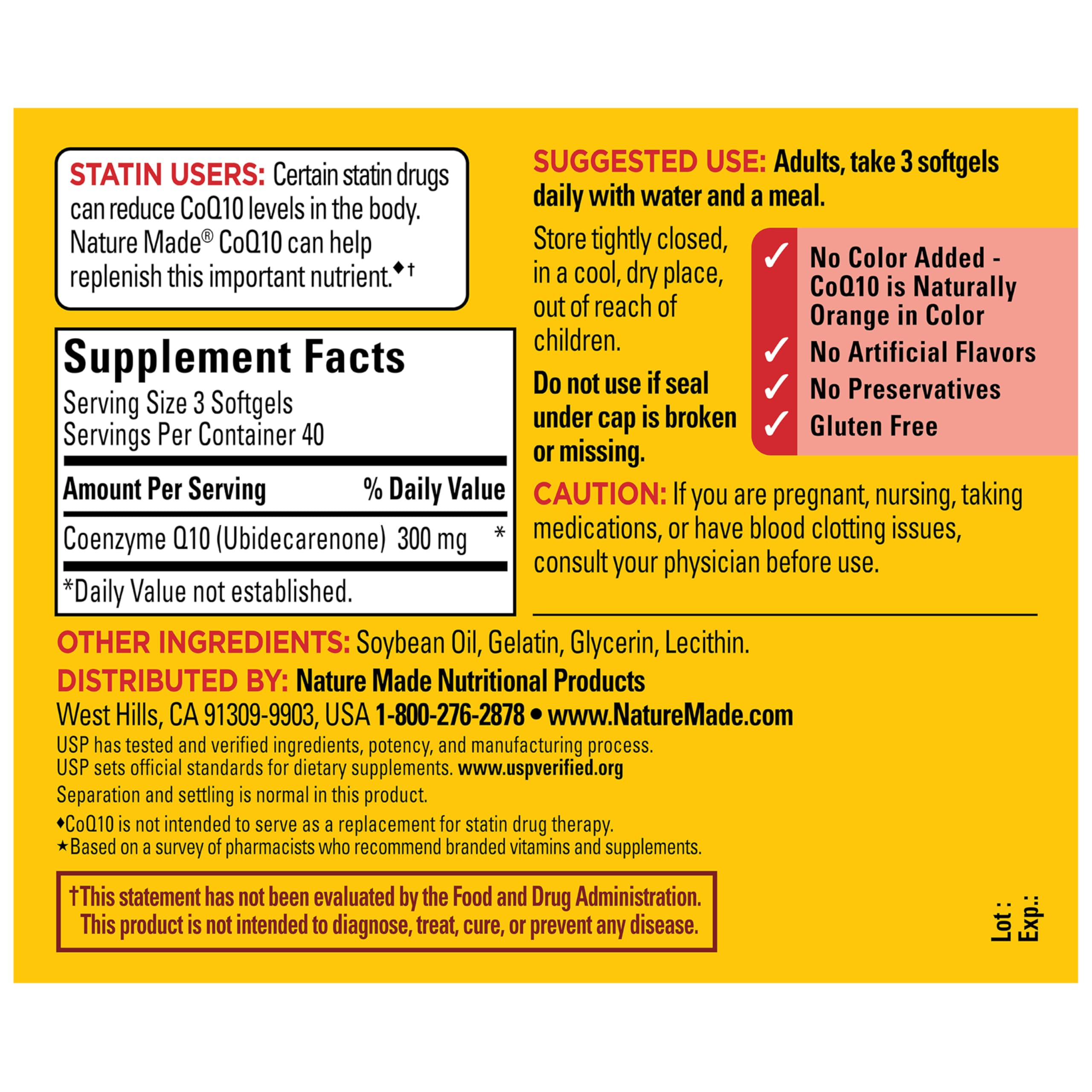 Nature Made CoQ10 300mg per 3 Softgels, Heart Health Support, 120 Softgels | Co Q 10 Supplement for Women and Men, Dietary Supplement that Provides Antioxidant Support, 40 Day Supply