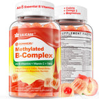 Super Vitamin B Complex Filled Gummies for Women Men, Methylated w/Omega 3 | Magnesium, CoQ10, Ashwagandha, Vitamin C, TMG -All B - B1, B2, B3, B5, B6,B7,B9,Methyl B12, Inositol, PABA, Sugar Free, 2Pack
