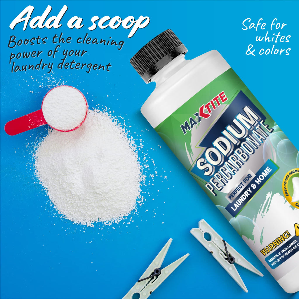 MAXTITE Sodium Percarbonate (10 lbs) - 100% Pure - Solid Hydrogen Peroxide/Oxygen Bleach - Multi-Use Cleaner for Home & Laundry - HDPE container w/Resealable Child Resistant Cap