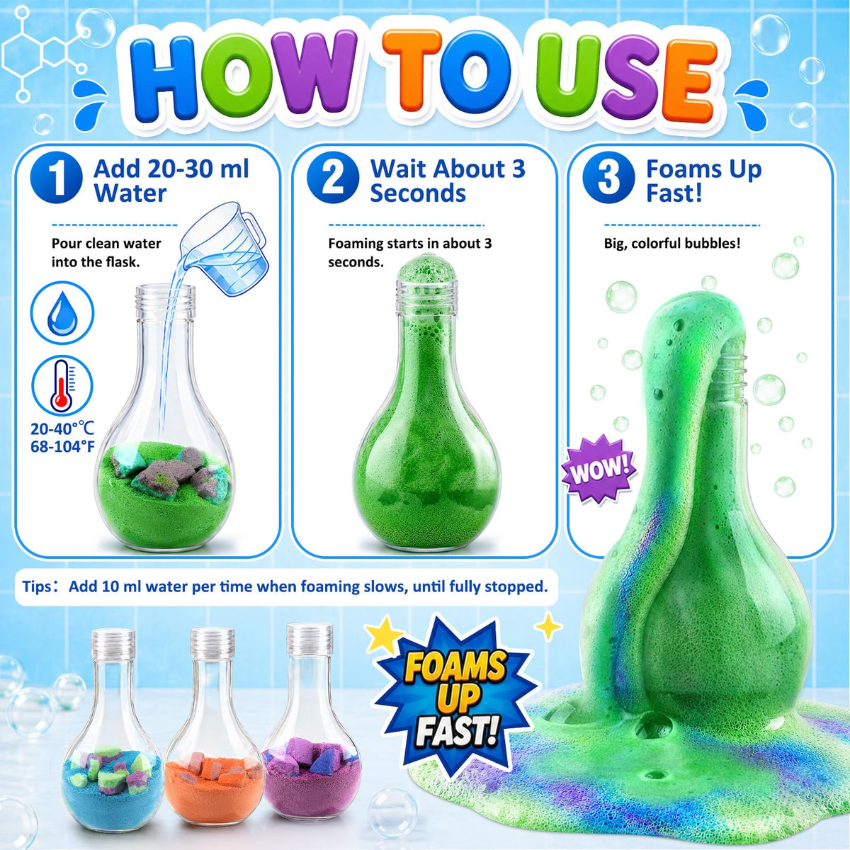 Bubble Bath Potion Kit for Kids, 4Pcs Fizzing Bath Bombs with Colorful Foam