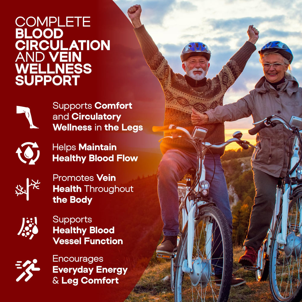 Blood Flow Care Blood Circulation & Leg Vein Support, 120 Capsules | Horse Chestnut, Cayenne Pepper, Diosmin & Butcher's Broom for Healthy Blood Flow, Vascular Function & Leg Comfort