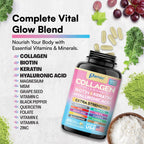 Collagen Peptides Types I, II, III, V & X, Biotin & Keratin, 270 Capsules | With Biotin, Keratin, Hyaluronic Acid, MSM, Zinc, Quercetin, Vitamins A, C, E, Magnesium & Folic Acida