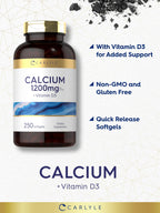 Carlyle Calcium 1200 mg with Vitamin D3 | 250 Softgels | Vitamin D3 1000 IU