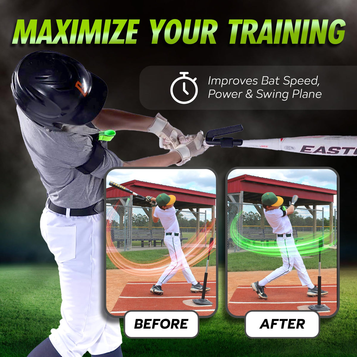 SWINGRAIL Baseball/Softball Hitting Trainer – Swing Trainer Aid for Batting & Hitting Practice – Baseball Training Equipment to Improve Bat Speed, Swing Mechanics, Contact & Timing – For Ages 9 and Up