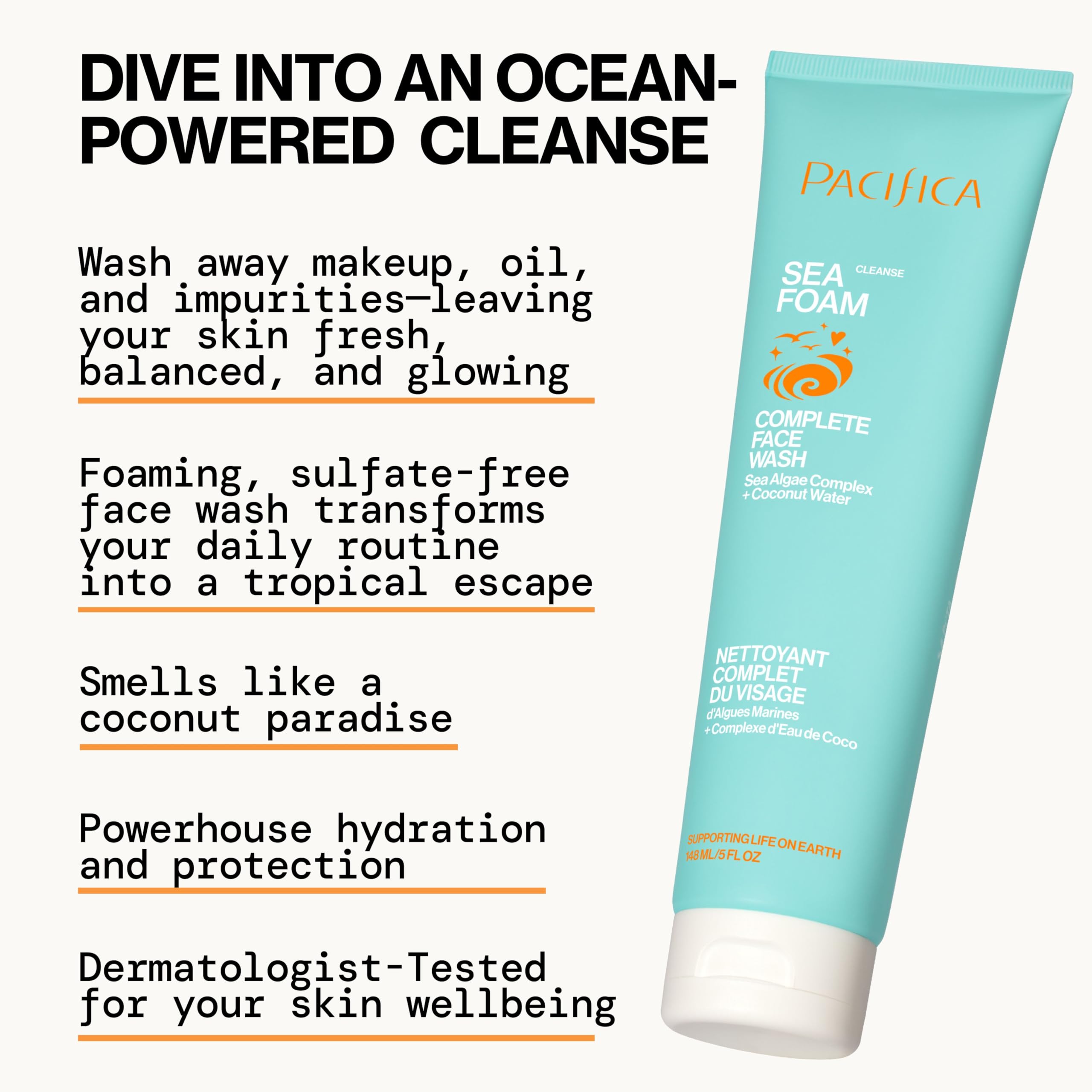 Buy now Pacifica Beauty Sea Foam Face Wash, Daily Gentle Foaming Cleanser, With Coconut Water + Sea Algae, Removes Makeup, For Combination and Oily Skin, Vegan & Cruelty Free at indiglob india