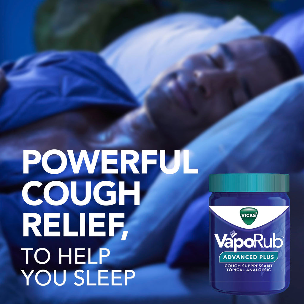 Buy now Vicks VapoRub Advanced Plus, Powerful Cough Suppressant, Topical Chest Rub & Analgesic Ointment, Medicated Vicks Vapors, Fast Cough Relief, 2.82oz x 2 at indiglob india