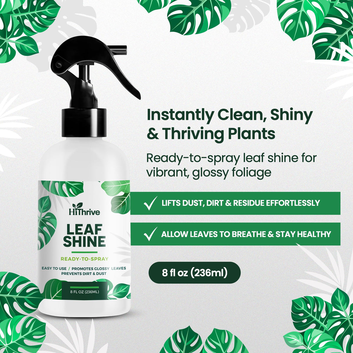 Leaf Shine Spray for Indoor Plants, Ready to Use Mist, 8oz