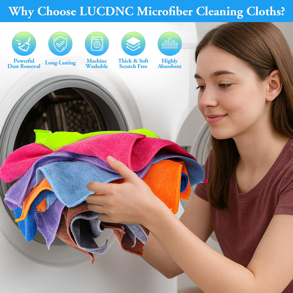 lucdnc Microfiber Cleaning Cloths 16 Pack 8 Colors 11.5"x11.5"