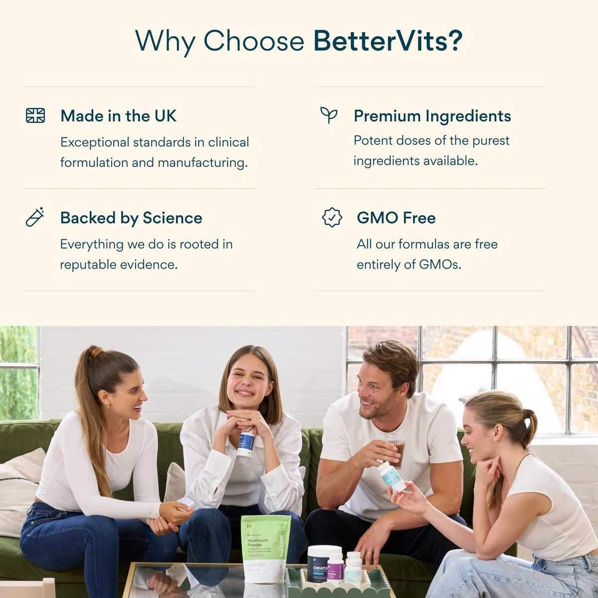 Bettervits Probiotics for Women & Men, 75 Billion CFU & Prebiotic | 60 Ct