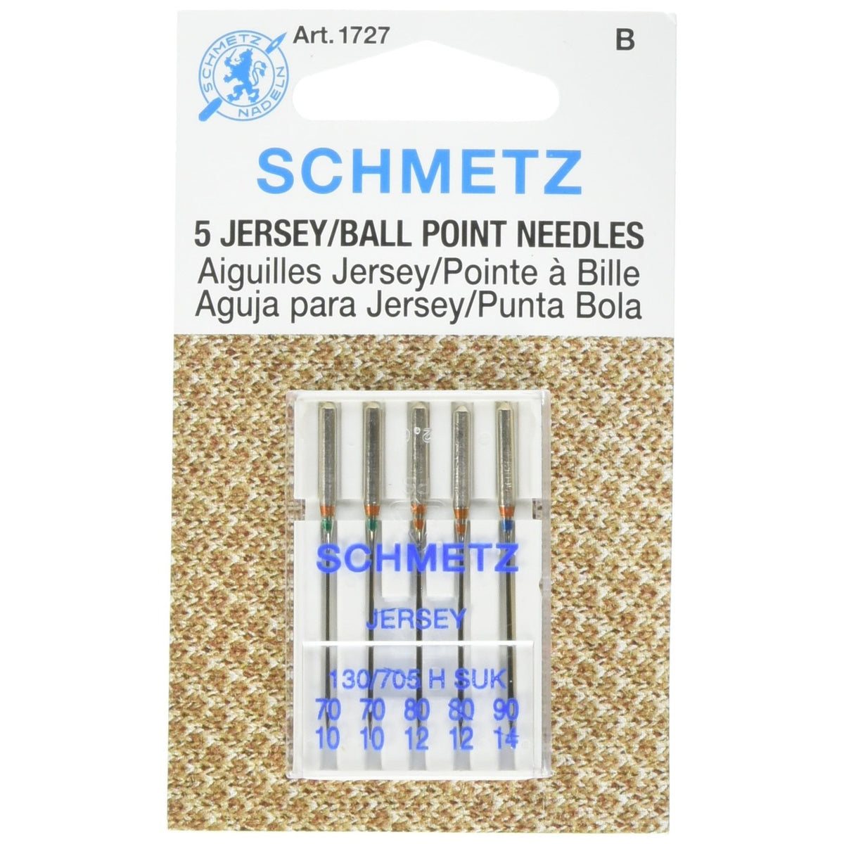 Ball Point Jersey Machine Needles-Sizes 10/70 (2), 12/80 (2) & 14/90 (1)