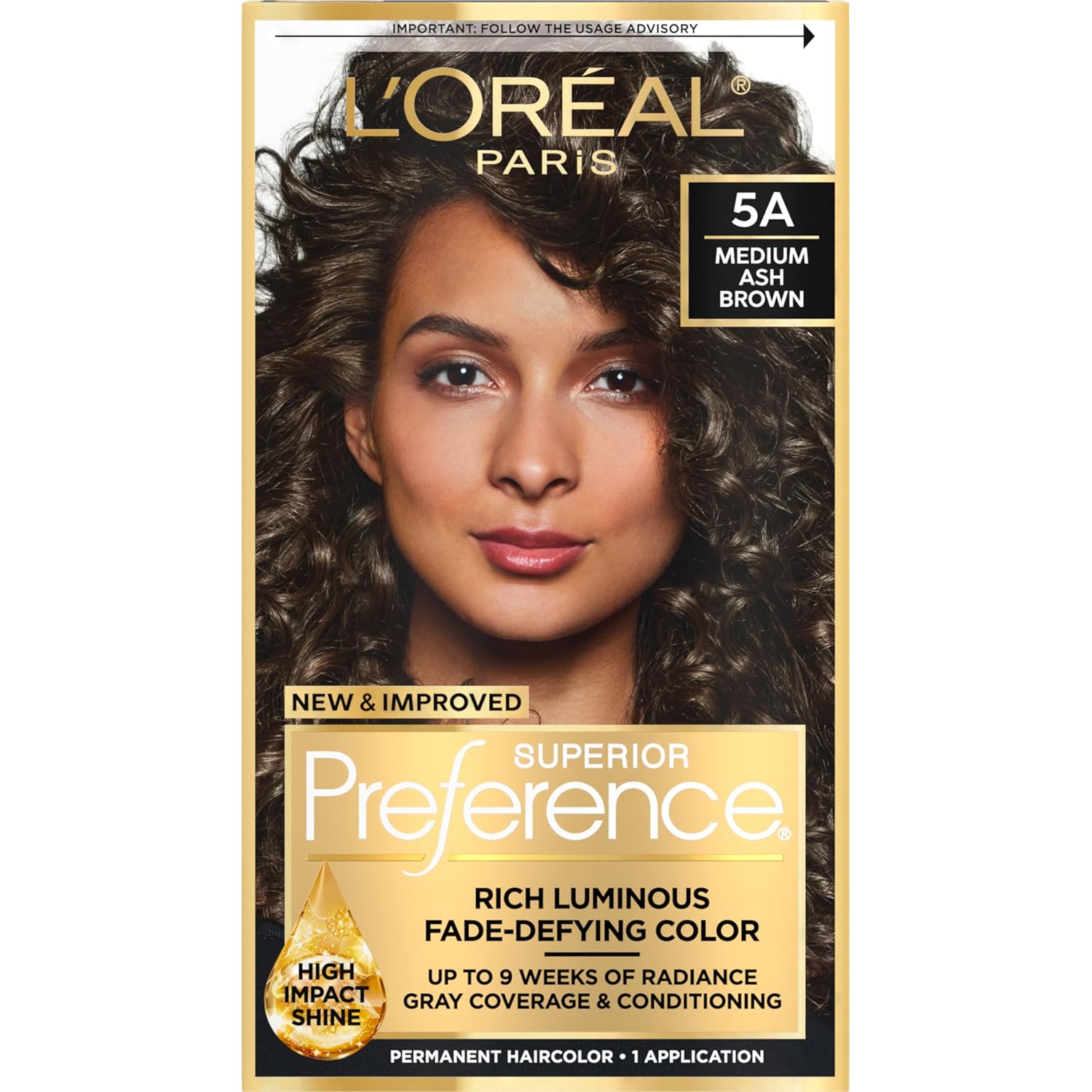 Buy now L'Oreal Paris Superior Preference Luminous Fade-Defying Permanent Hair Color, Hair Dye For Up to 9 Weeks of Radiance, Light Ash Blonde 9A, 1 Hair Dye Kit 5A Medium Ash Brown 1 Count (Pack of 1) at indiglob india