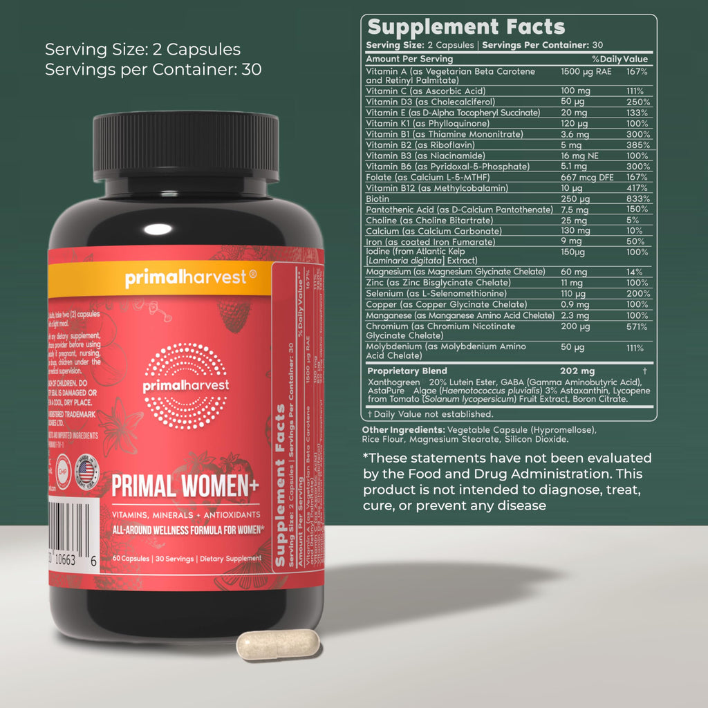 Primal Harvest Women+ - Daily Supplement, Gluten & Dairy Free, for Women