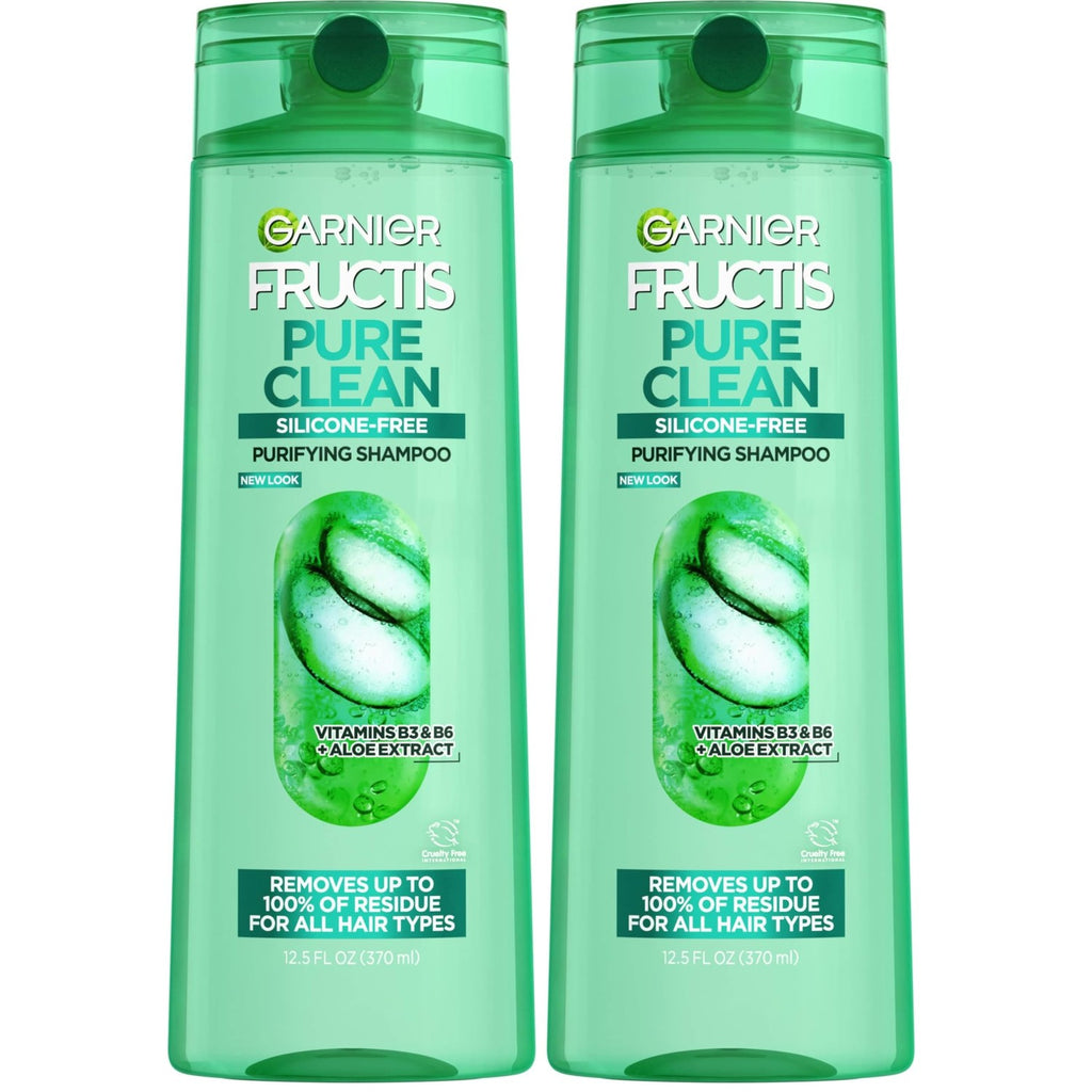 Garnier Fructis Pure Clean Purifying Shampoo, Silicone-Free, 12.5 Fl Oz, 1 Count (Packaging May Vary)