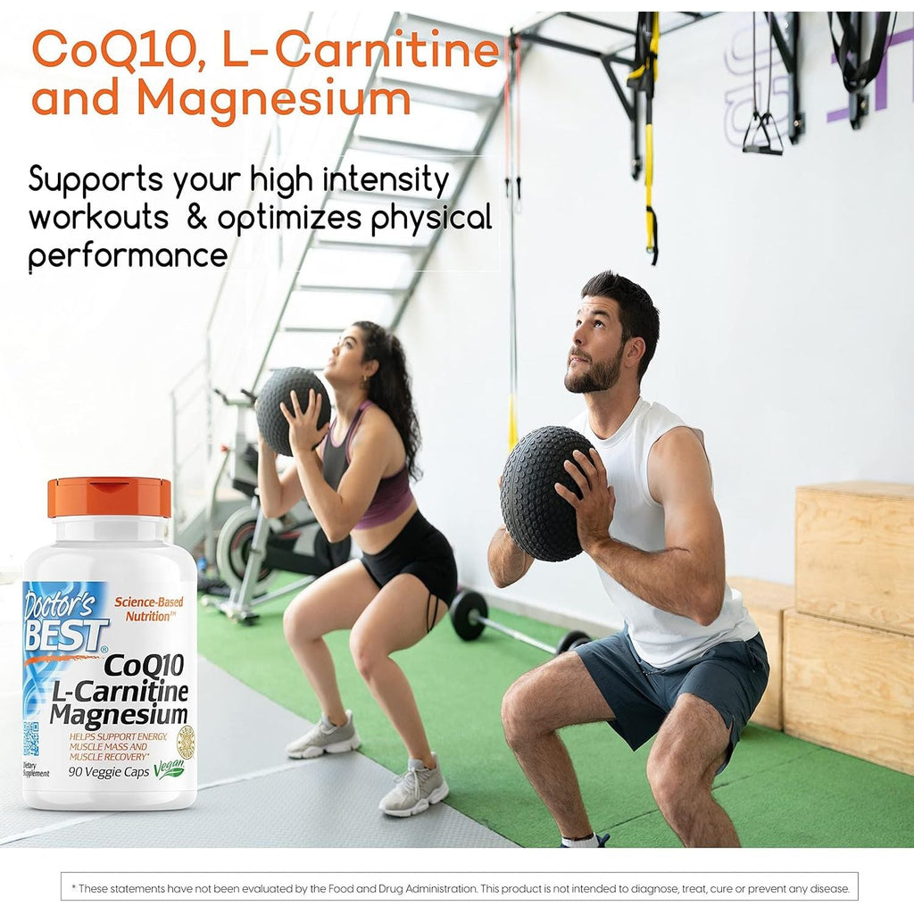 Buy now Doctor's Best Coq10/l-Carnitine/Magnesium Unique Blend, Supports Energy, Muscle Mass & Muscle Recovery, Veggie Caps, 90Count at indiglob india