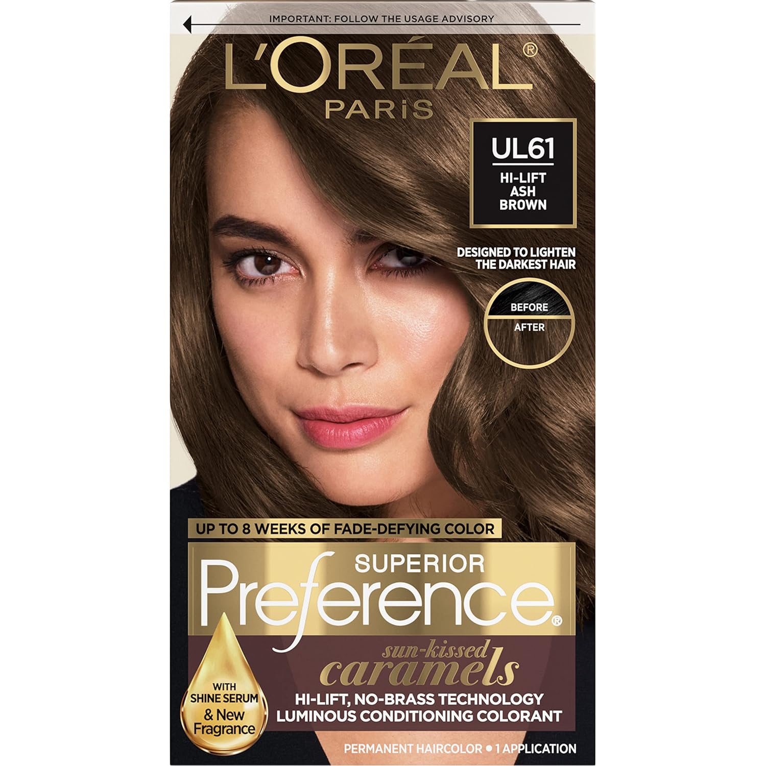 Buy now L'Oreal Paris Superior Preference Luminous Fade-Defying Permanent Hair Color, Hair Dye For Up to 9 Weeks of Radiance, Light Ash Blonde 9A, 1 Hair Dye Kit UL61 Ultra Light Ash Brown 1 Count (Pack of 1) at indiglob india