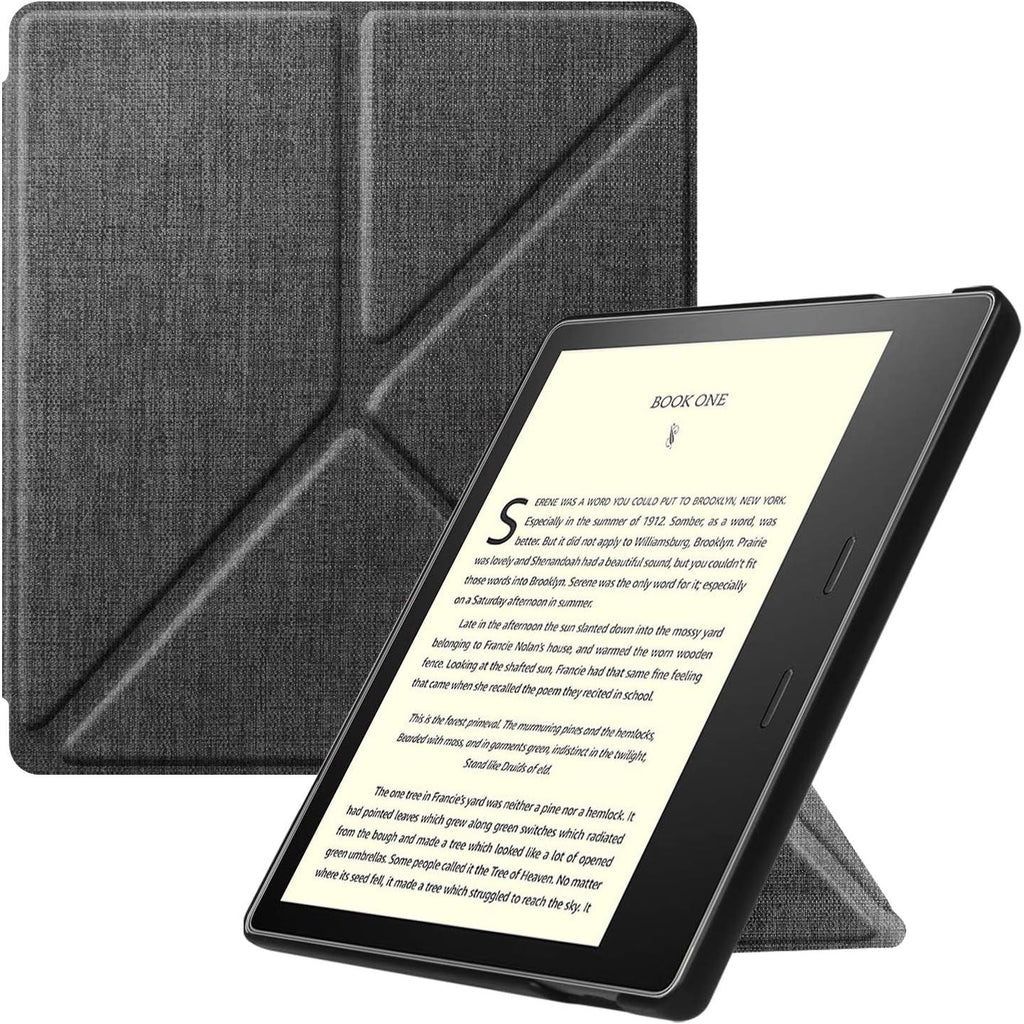 Buy now Fintie Origami Case for 7" Kindle Oasis (10th/9th Generation, 2019/2017 Release) - Slim Fit Stand Cover Support Hands Free Reading with Auto Wake Sleep, Denim Charcoal at indiglob india