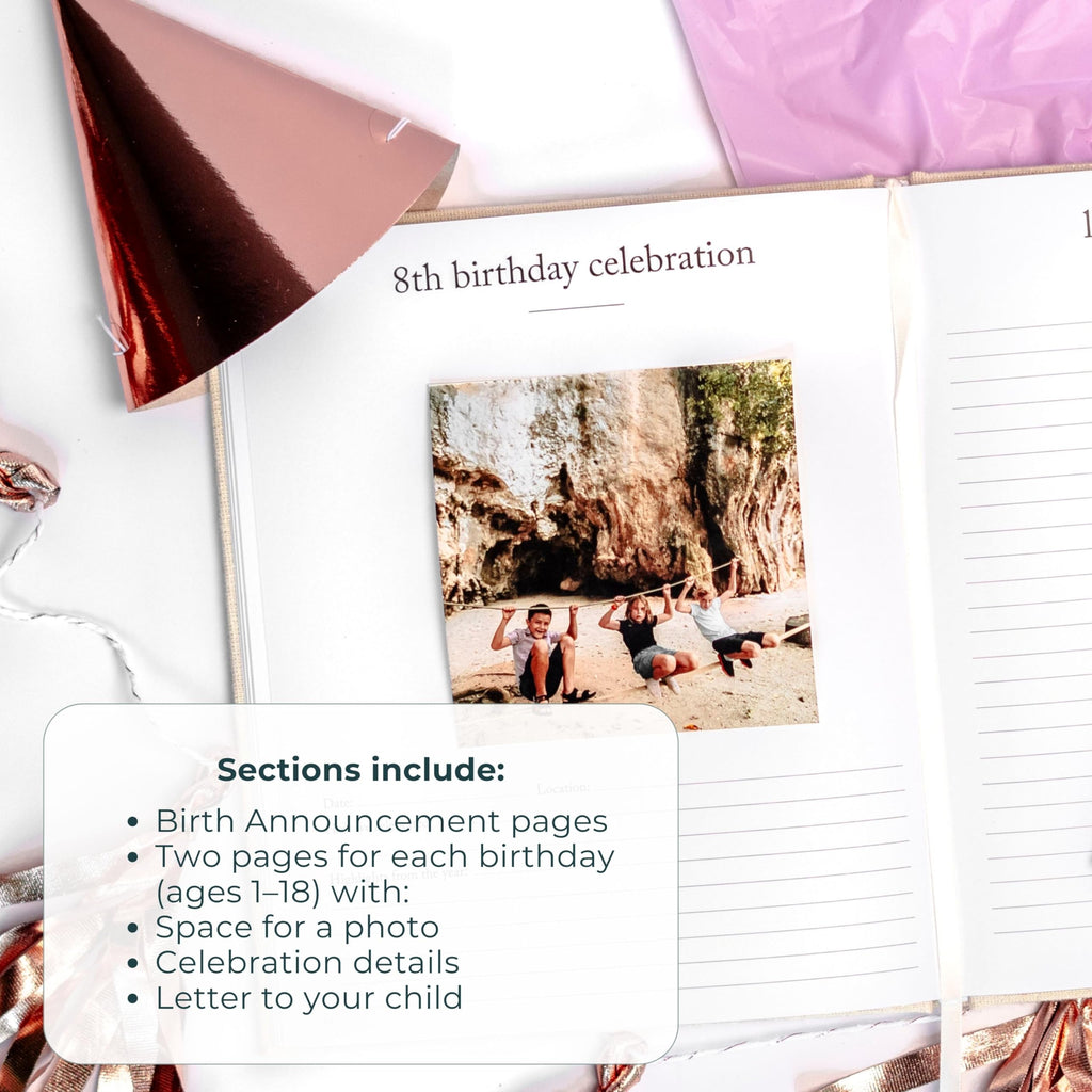 Duncan & Stone Hardcover Birthday Book & Baby Memory Album, 72 Pages